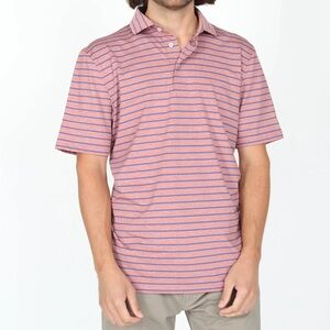 Faherty Salmon Striped Isle Organic Polo XL